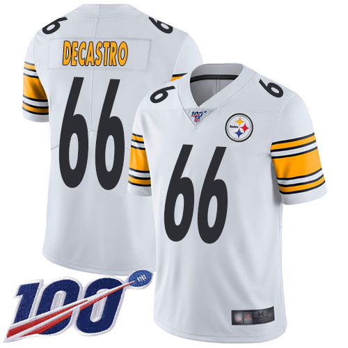 Youth Pittsburgh Steelers Football #66 Limited White David DeCastro Road 100th Season Vapor Untouchable Nike NFL Jersey->youth nfl jersey->Youth Jersey